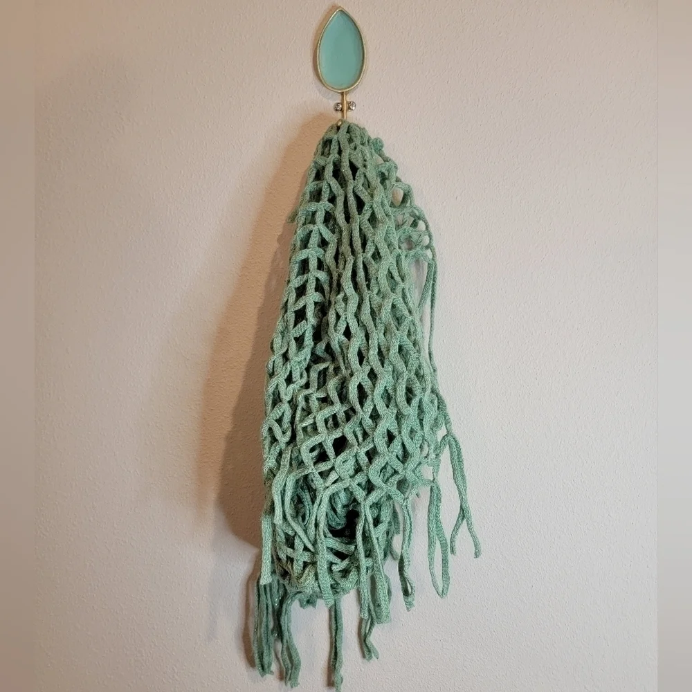 Turquoise netted fringe scarf